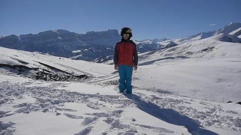 Handstand in the winter mountains Stock Footage 87799972