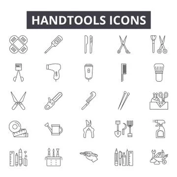 Handtools line icons for web and mobile design. Editable stroke signs. Handtools Stock Illustration