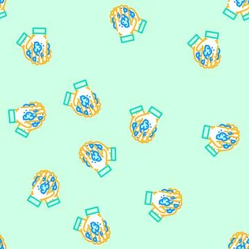 Handwashing hygiene vector seamless pattern Stock Illustration