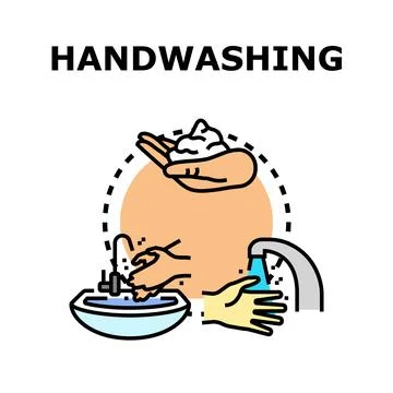 Handwashing process steps for hygiene prevention Stock Illustration