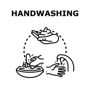 Handwashing process steps for hygiene prevention Иллюстрация
