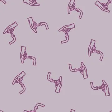 Handwashing reminder line vector seamless pattern 스톡 일러스트