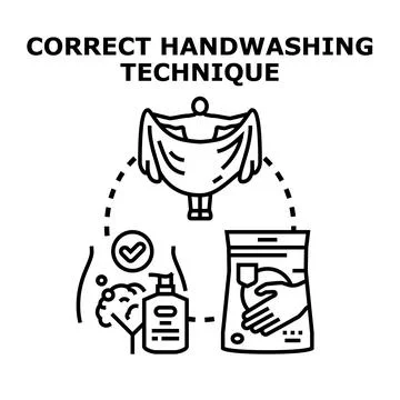 Handwashing technique vector concept for hygiene care Illustrazione stock