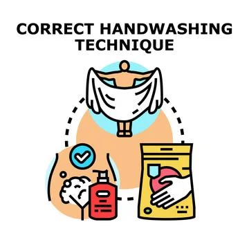 Handwashing technique vector concept for hygiene care Illustrazione stock