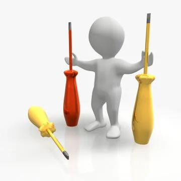 Handwerker mit Schraubenziehern Stock Photos