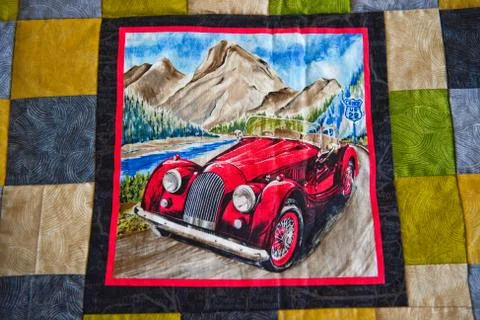 Handwork on manufacturing of blankets 3041. Foto stock