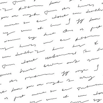 Handwriting background seamless pattern grunge letters words Illustrazione stock