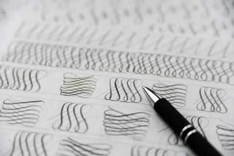 Handwriting calligraphy sheets Stock Photos