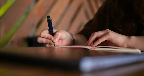 Handwriting, creativity, detailed movements themes of education Stock Footage 334986522