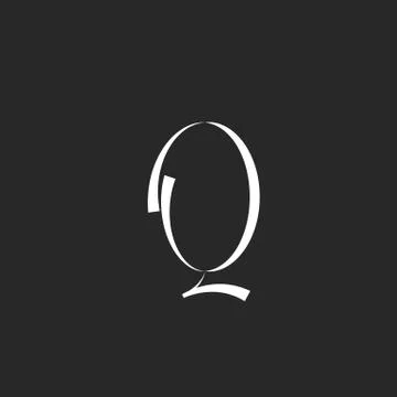 Handwriting cursive letter Q logo monogram, hipster calligraphy initial emble Stock Illustration