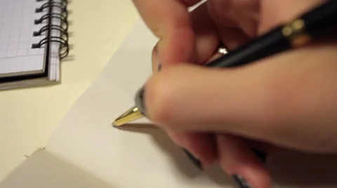 Handwriting in diary. Dear James! Video stock 55099218