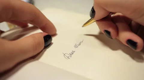 Handwriting in diary. Dear Mom. Stock Footage 54949915
