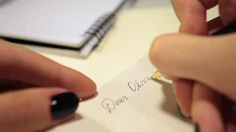 Handwriting in diary. Dear Oliver. Video stock 54949798