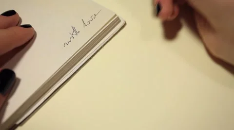 Handwriting in diary. with love. Stockbeeldmateriaal 54949776
