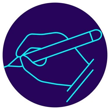 Handwriting icon. Vector illustration with thin lines on a round background 스톡 일러스트