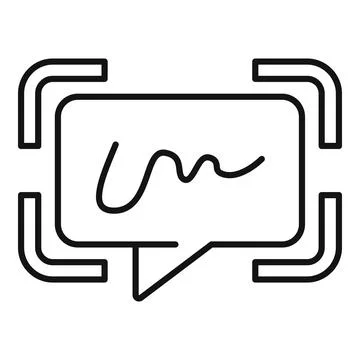 Handwriting identification message icon outline vector. Check data Illustrazione stock