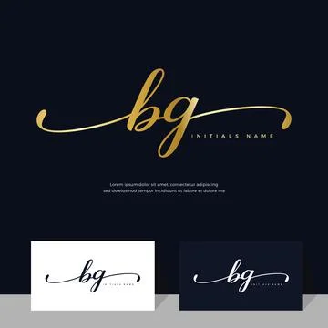Handwriting Initial of letter BG B G feminine and beauty logo design on gold  Stock Illustration