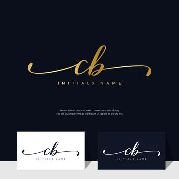 Handwriting Initial of letter CB C B feminine and beauty logo design on gold  Stock Illustration