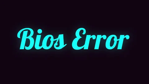 Handwriting Neon Text BIOS Error Displayed on Black Screen. Stock Footage 321572805