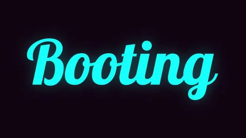 Handwriting Neon Text Booting up a computer system with glowing text effect. Stock Footage 321573435