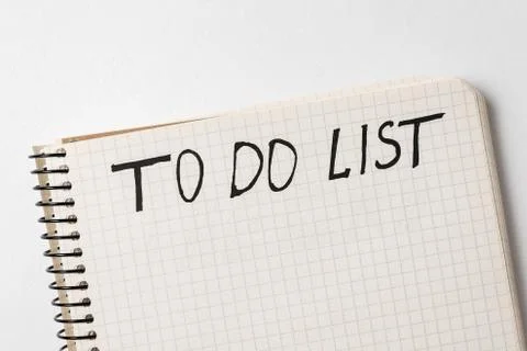 Handwriting notice To do list. Notebook on white background. Top view 스톡 사진