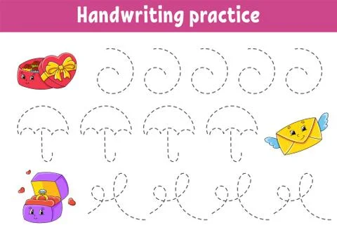 Handwriting pactice. Education developing worksheet. Activity page. Valentine Stock Illustration