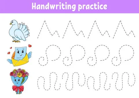 Handwriting pactice. Education developing worksheet. Activity page. Valentine Stock Illustration