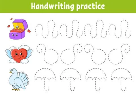 Handwriting pactice. Education developing worksheet. Activity page. Valentine Stock Illustration