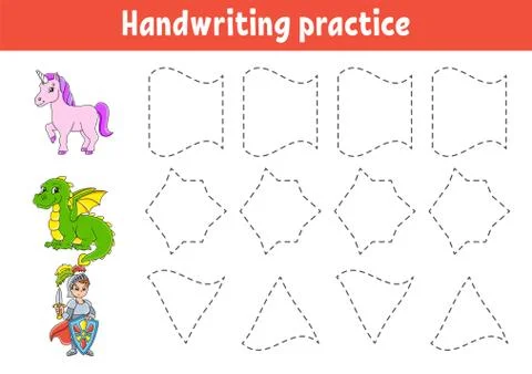 Handwriting pactice. Education developing worksheet. Activity page. Color gam Stock Illustration