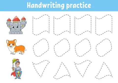 Handwriting pactice. Education developing worksheet. Activity page. Color gam Stock Illustration
