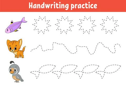 Handwriting pactice. Education developing worksheet. Activity page. Color gam Stock Illustration