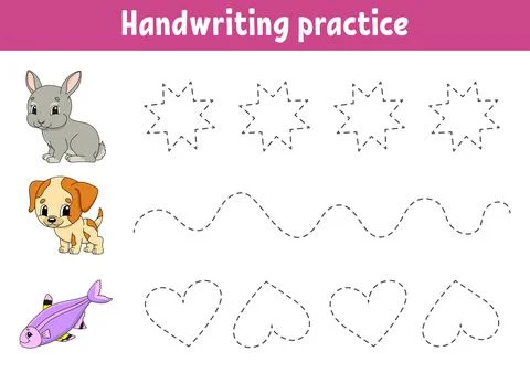 Handwriting pactice. Education developing worksheet. Activity page. Color gam Stock Illustration
