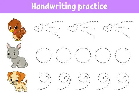 Handwriting pactice. Education developing worksheet. Activity page. Color gam Stock Illustration