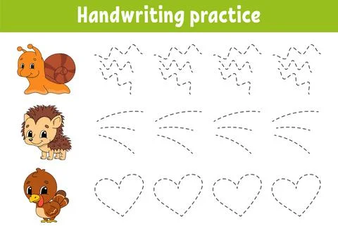 Handwriting pactice. Education developing worksheet. Activity page. Color gam Stock Illustration