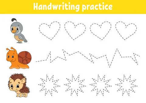 Handwriting pactice. Education developing worksheet. Activity page. Color gam Stock Illustration