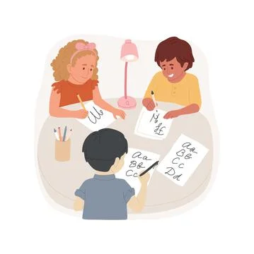 Handwriting practice isolated cartoon vector illustrations. Stock Illustration