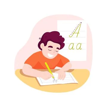 Handwriting practice isolated cartoon vector illustration. Stock Illustration