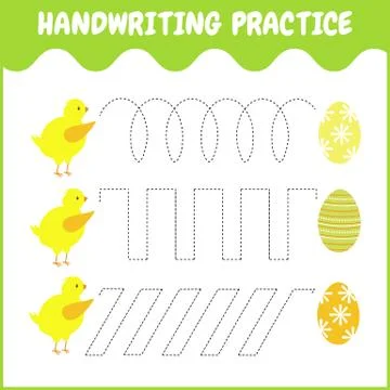 Handwriting practice sheet. Educational children game, restore the dashed lin Stock Illustration