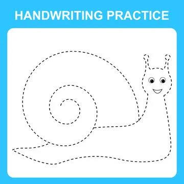 Handwriting practice sheet. Educational children game, printable worksheet fo Illustrazione stock