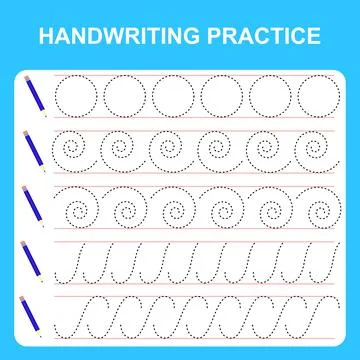 Handwriting practice sheet. Educational children game, printable worksheet fo Stock Illustration