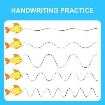 Handwriting practice sheet. Educational children game, restore the dashed lin Stock Illustration