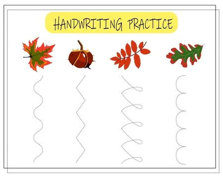 Handwriting practice sheet. Educational children game. Tracing lines for ki.. Stock Illustration