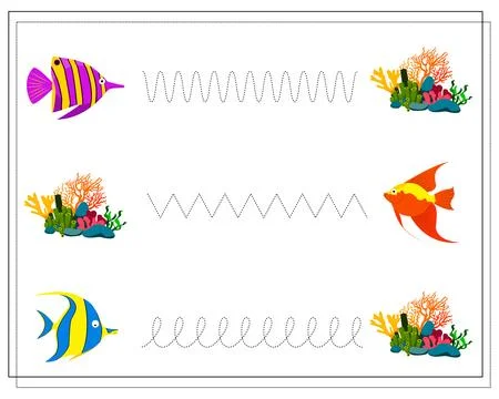 Handwriting practice sheet. Educational children s game, restore the dotted l Stock Illustration