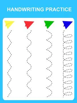Handwriting practice sheet illustration. Paper airplanes. Materials for teach Stock Illustration
