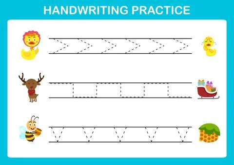 Handwriting practice sheet illustration vector Stock Illustration