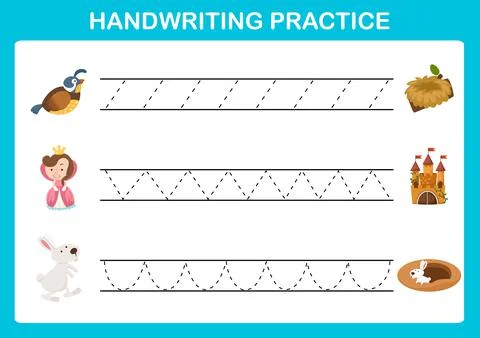 Handwriting practice sheet illustration vector Stock Illustration