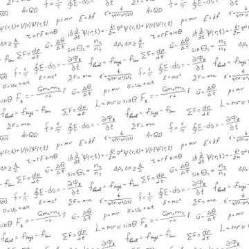 Handwriting scientific background seamless pattern physics equations Stock Illustration