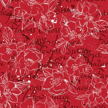 Handwriting script with flowers wallpaper Stock Illustration