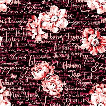 Handwriting script with flowers wallpaper rose and font Stock Illustration