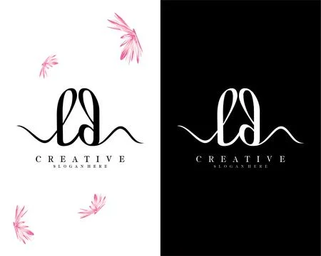 Handwriting script font ld, dl letter logo design template vector Ilustración de archivo